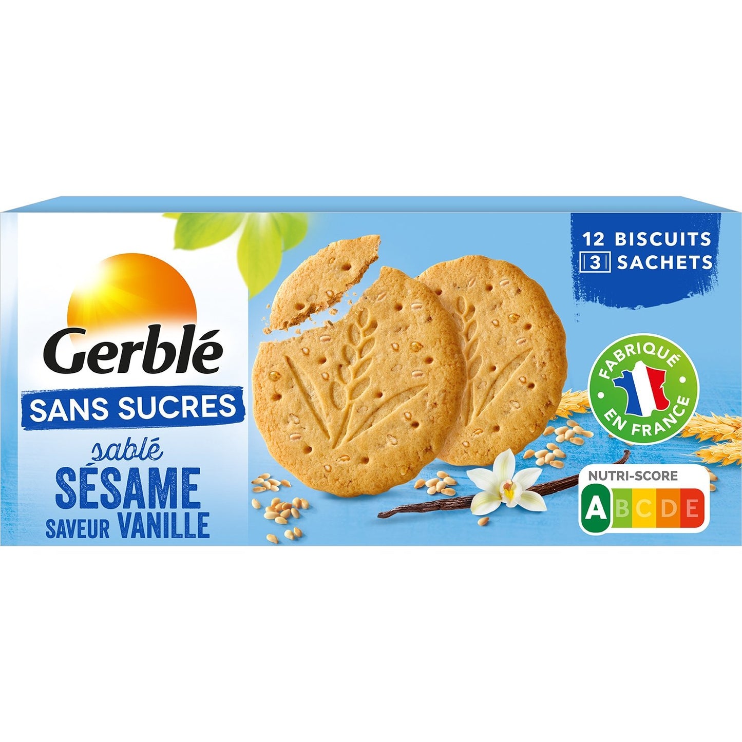 GERBLÉ Biscuit Sésame Vanille Sans Sucres 132g