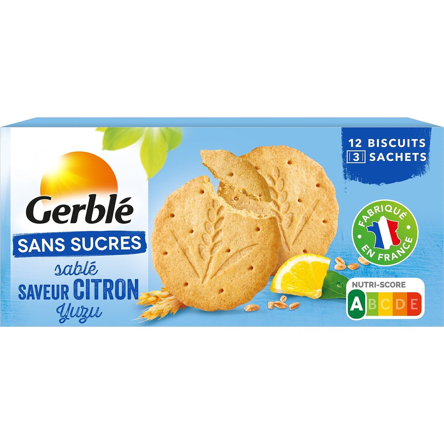 GERBLÉ Biscuit Citron Yuzu Sans Sucres 132g