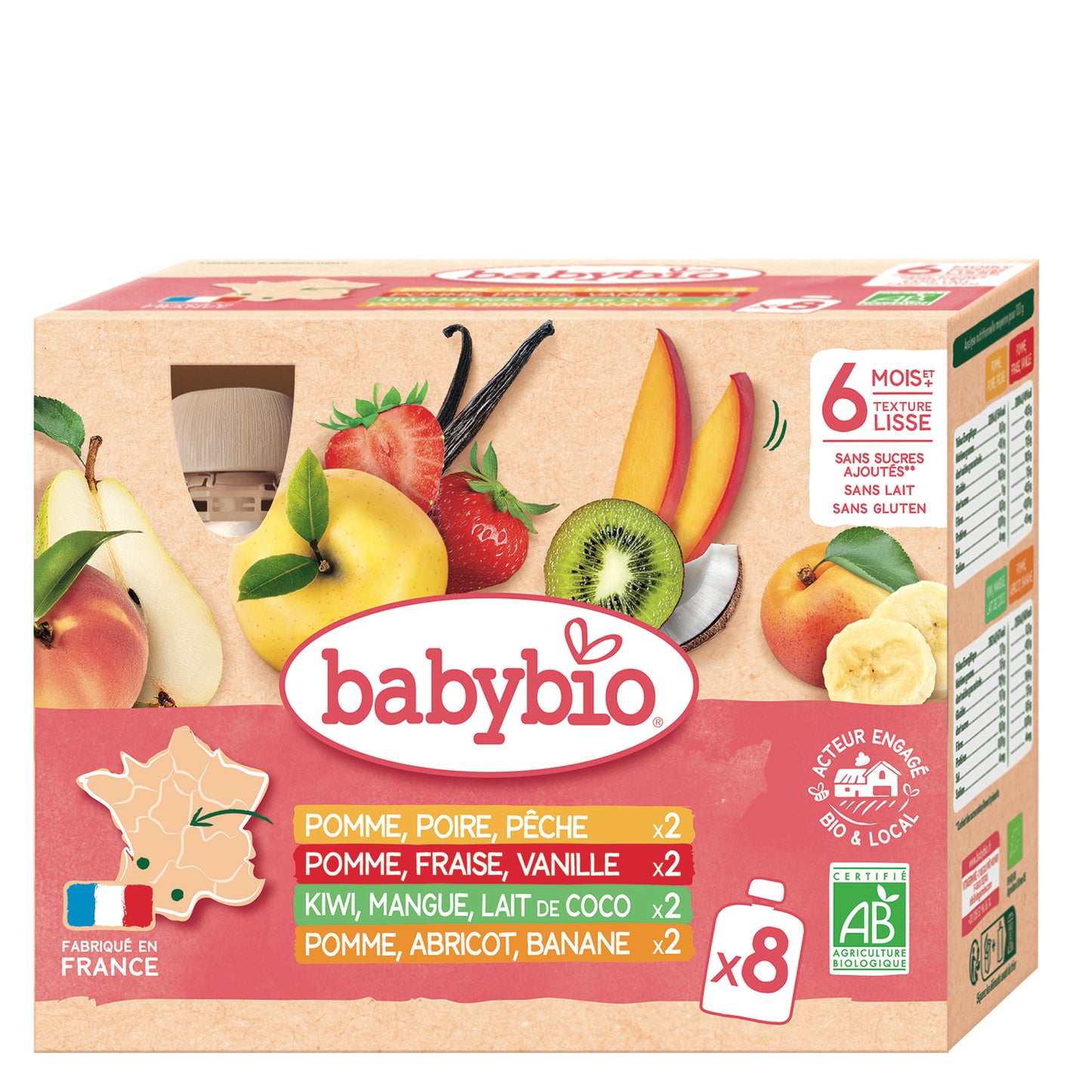 BABYBIO Multi Fruits Bio Compote bébé dès 6 mois 8x90g