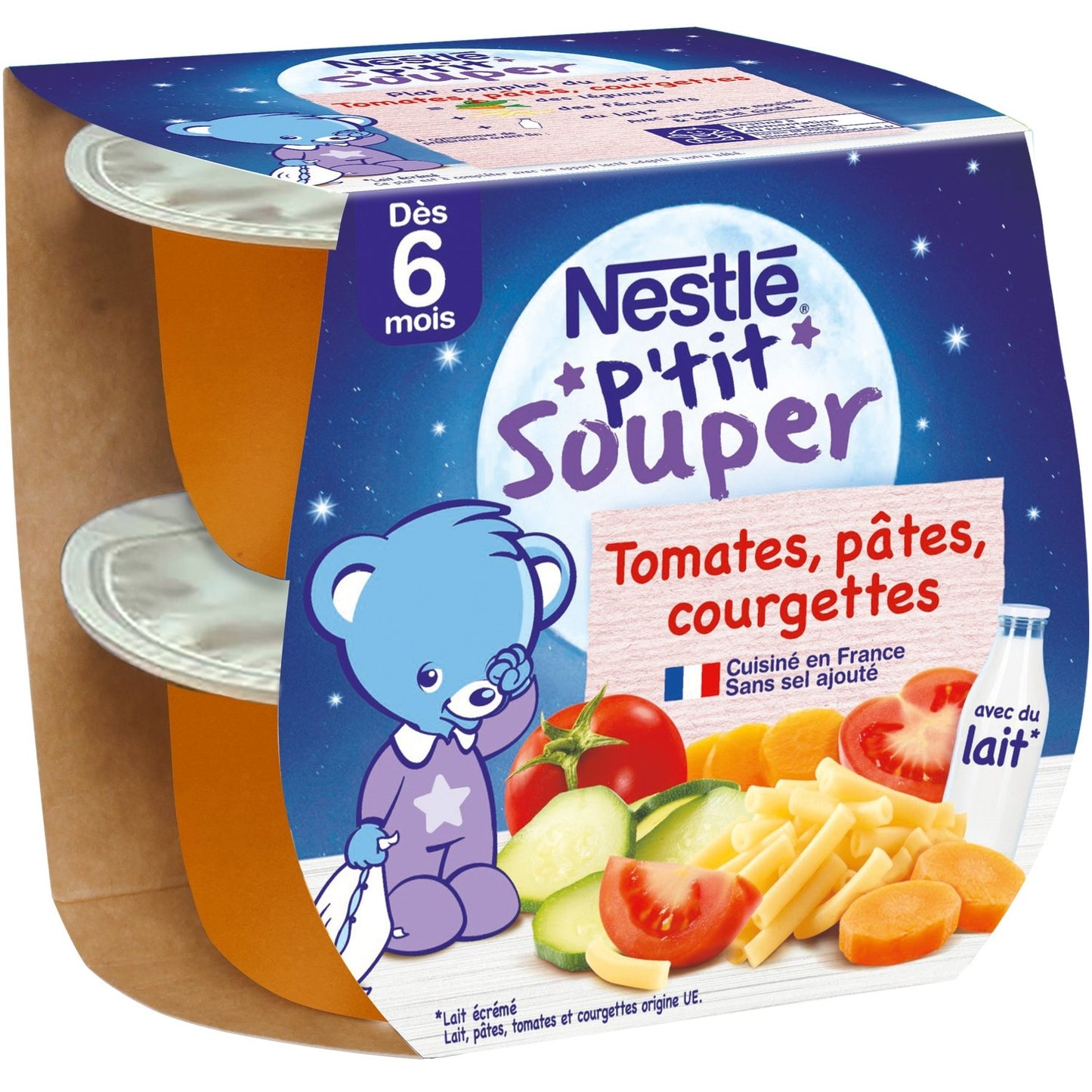 NESTLÉ Plat bébé du soir dès 6 mois Tomates Pâtes P'tit Souper 400g