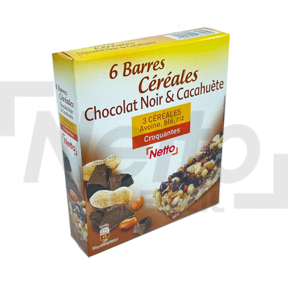 NETTO Barres aux céréales aux cacahuètes et morceaux de chocolat noir 125g