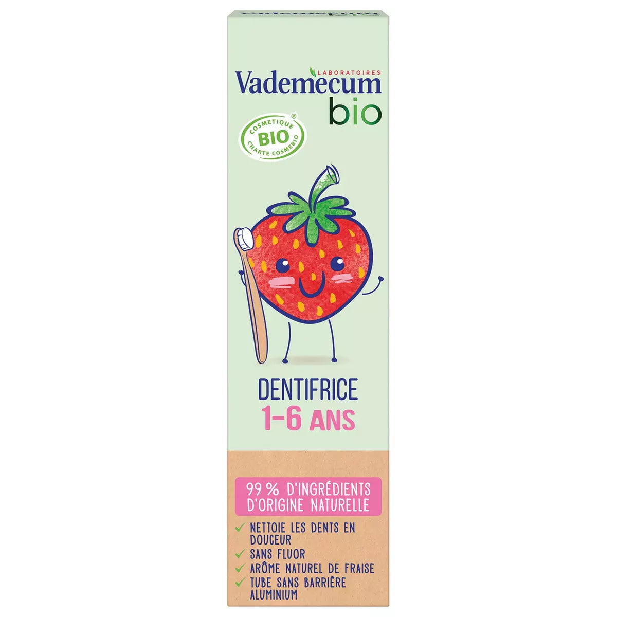 VEDEMECUM Dentifrice 1-6 ans fraise Bio 50ml