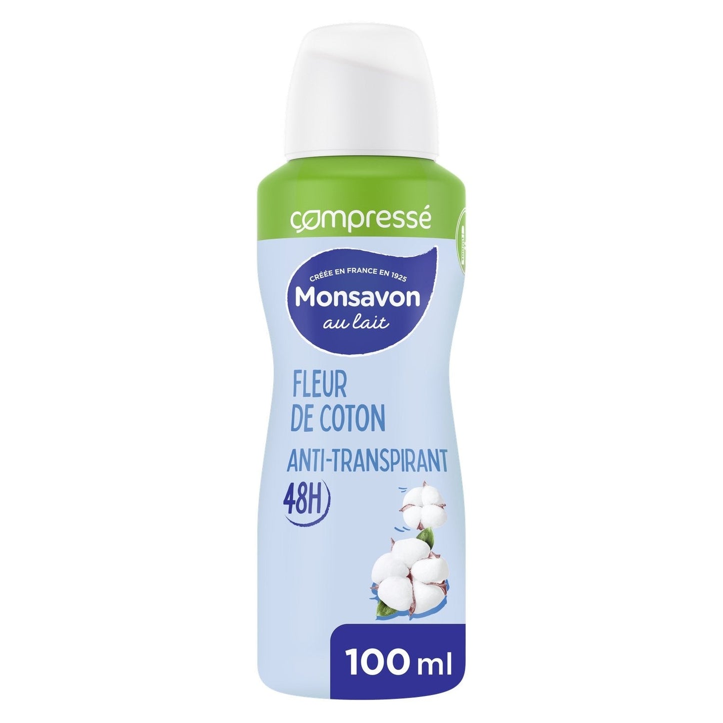 MONSAVON Déodorant lait coton compressé anti-transpirant 100ml