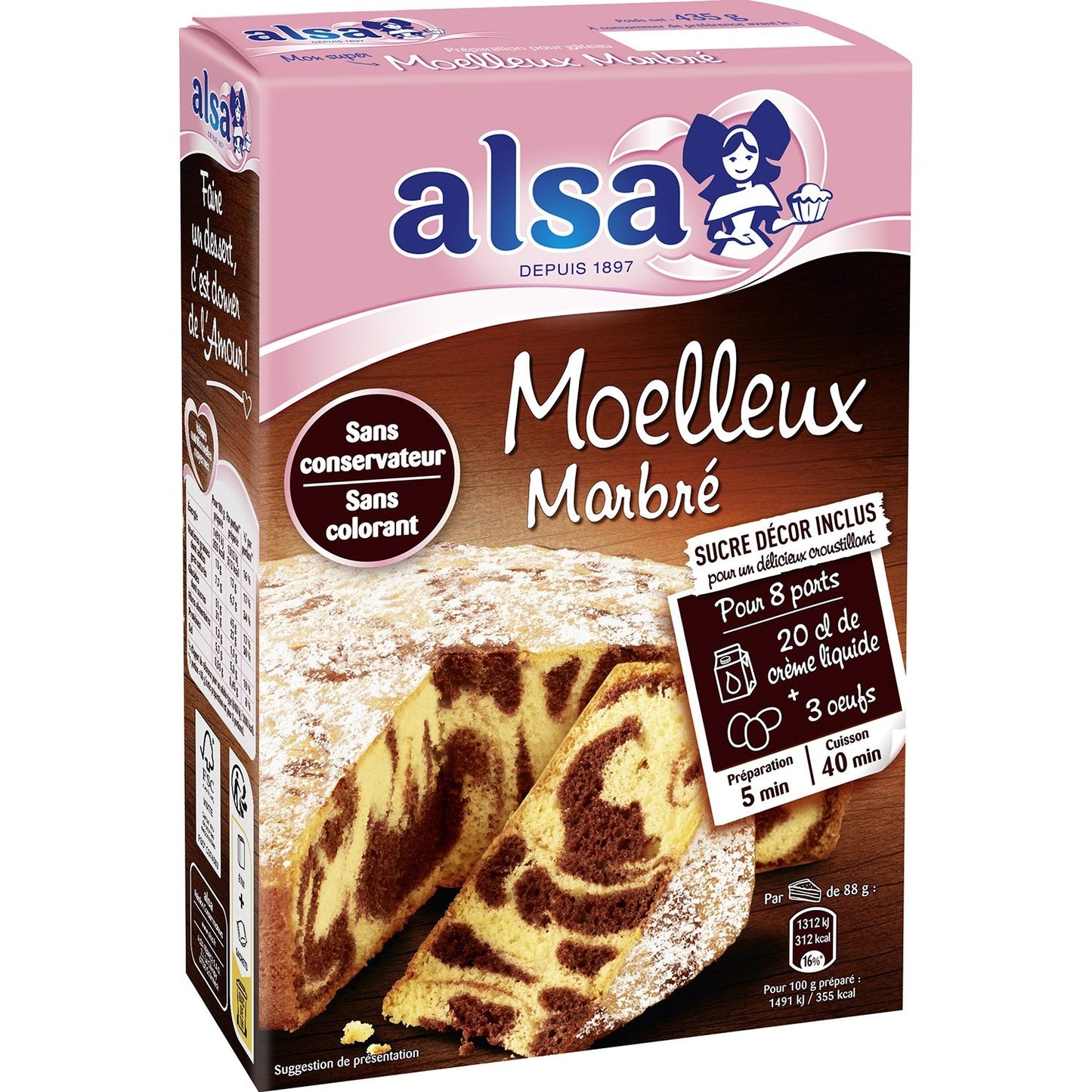 ALSA Préparation gâteau moelleux marbré 435g