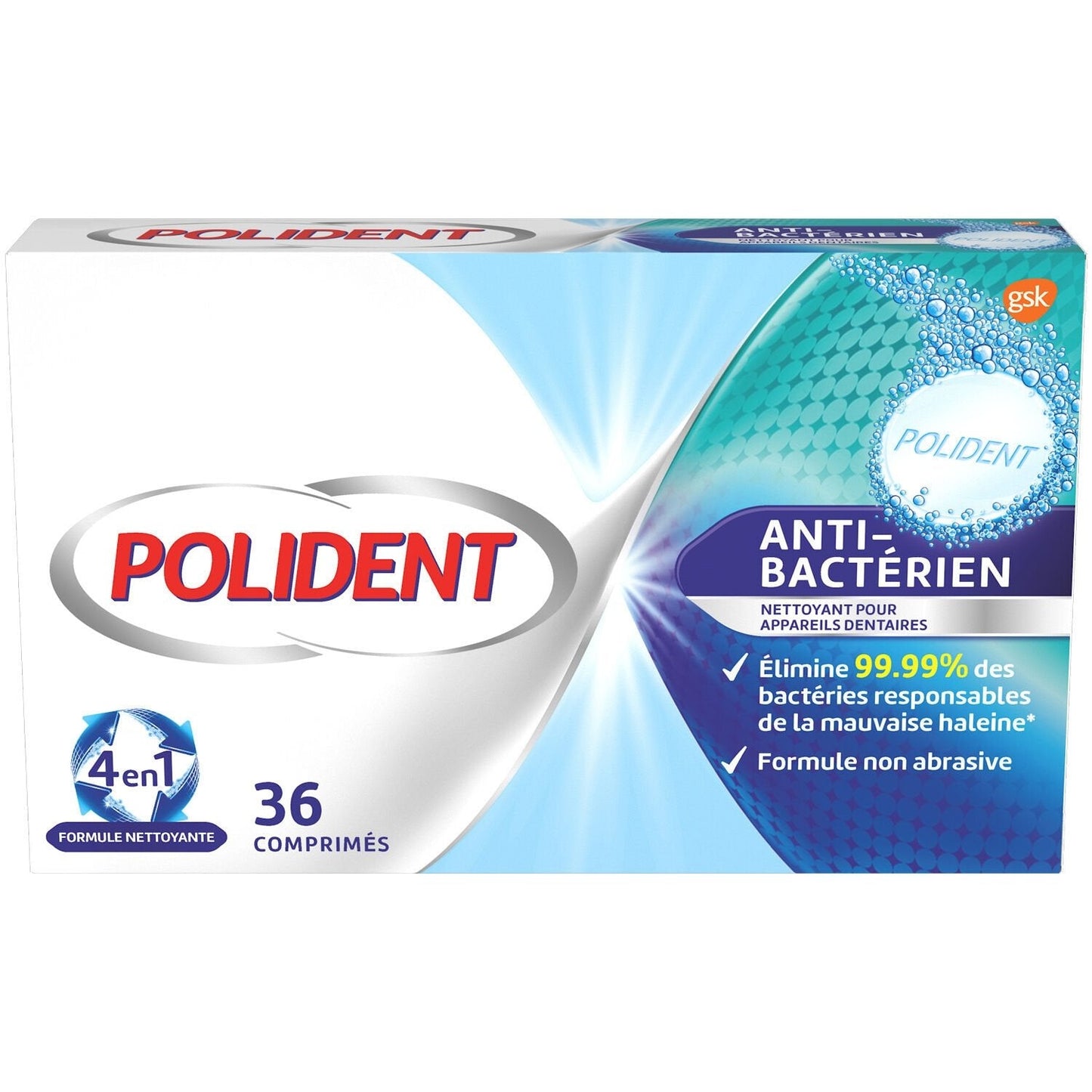 POLIDENT Comprimés nettoyants pour appareil dentaire anti-ba x36 30g