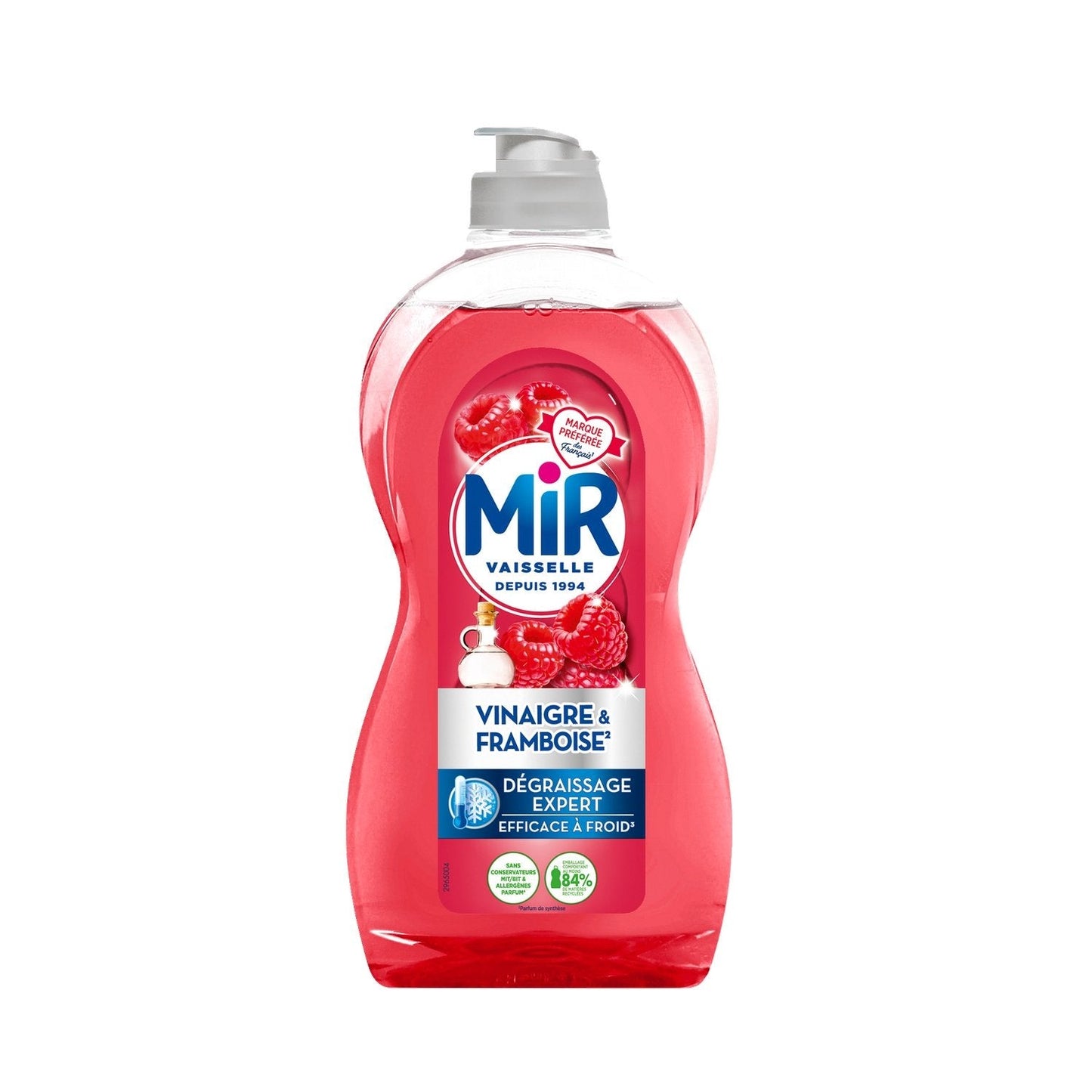 MIR Liquide Vaisselle Vinaigre et Framboise Dégraissage Expert à Froid 450ml