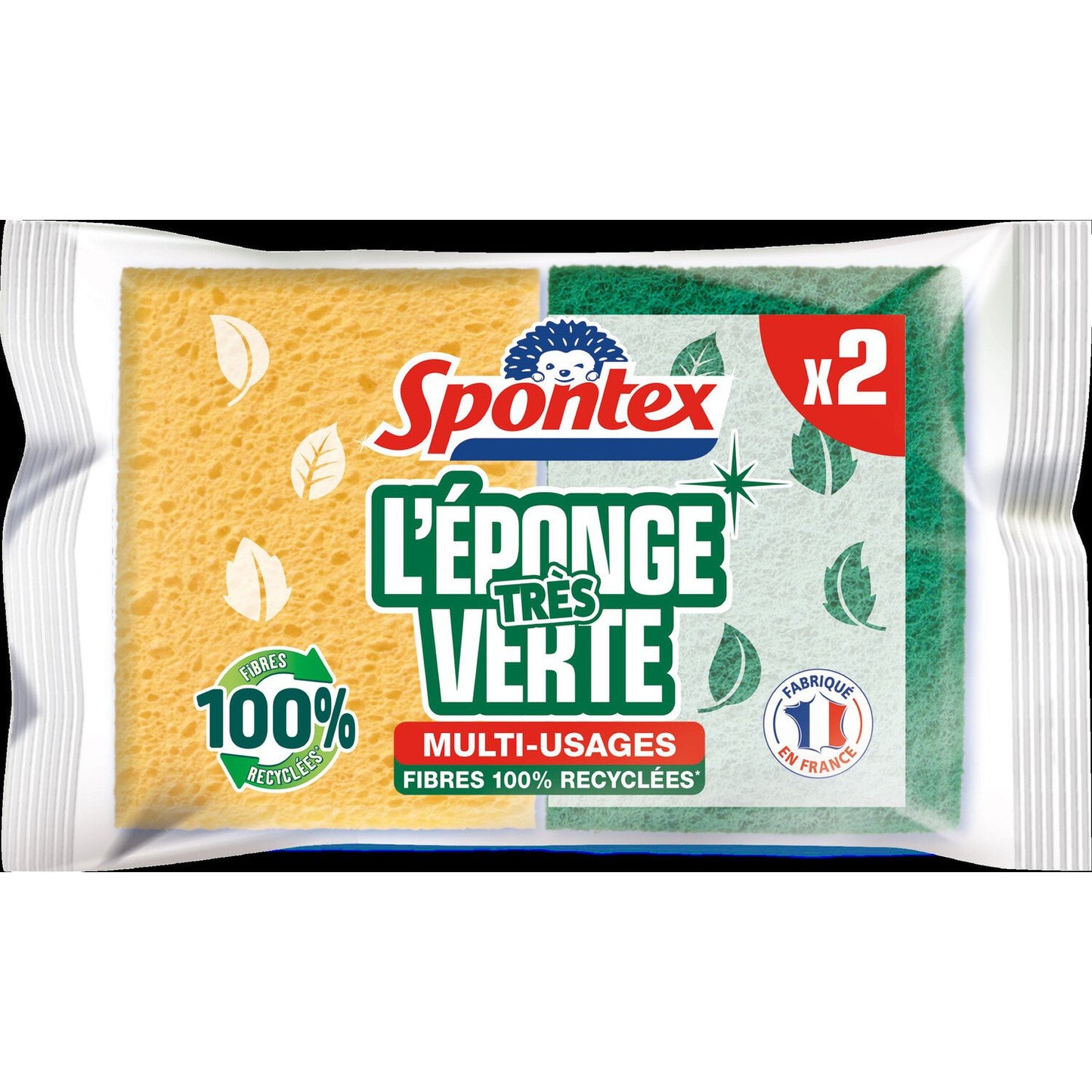 Spontex Eponge végétale très vertes grattantes fibre recyclées LOT DE 2
