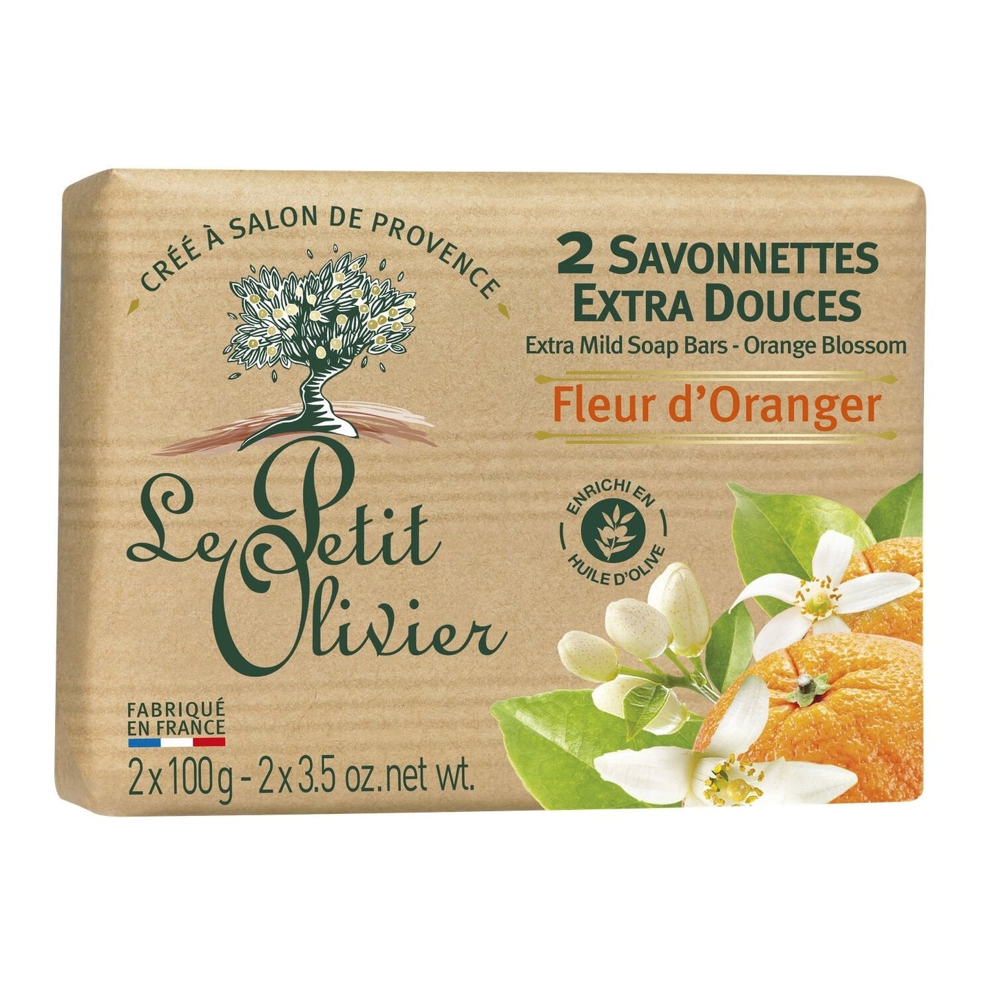 LE PETIT OLIVIER Savonnettes Extra douces Fleur d'Oranger 200g