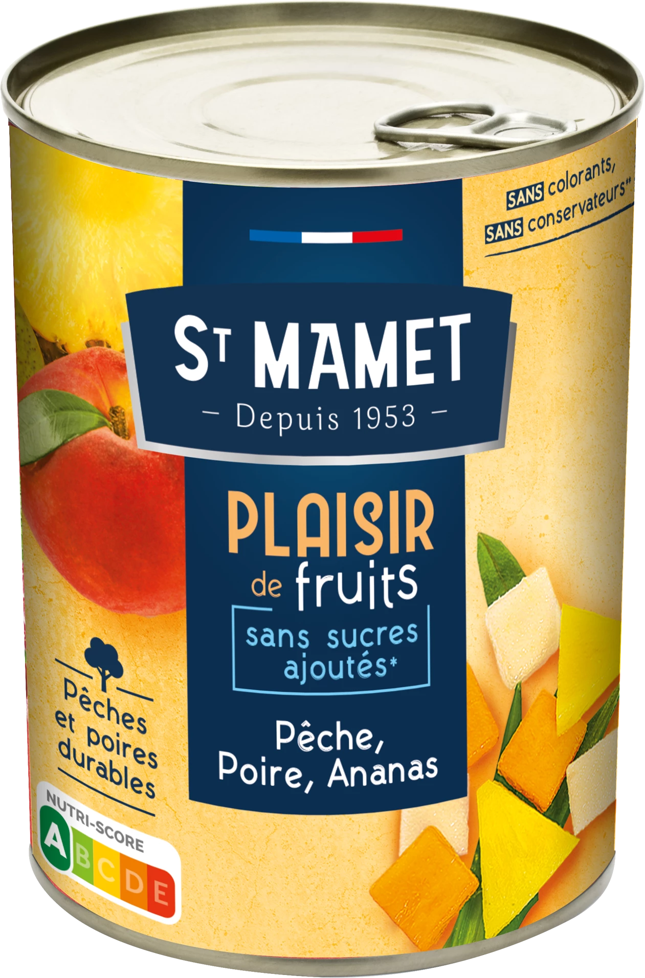 ST MAMET Fruits au sirop pèche, poire & ananas 250g