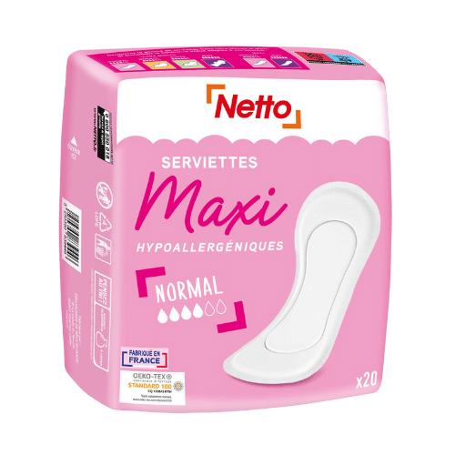 NETTO Serviettes hygiènique maxi normal x20 50g