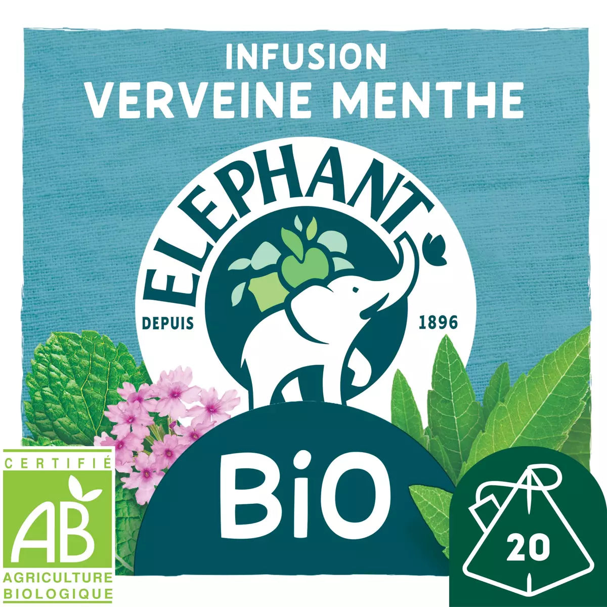 ELEPHANT Infusion verveine menthe, bio  20 sachets 26g