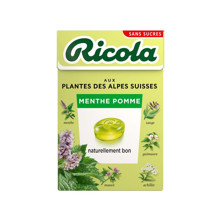RICOLA Bonbons menthe pomme sans sucres 50g